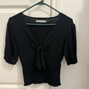 Black Smocked Blouse